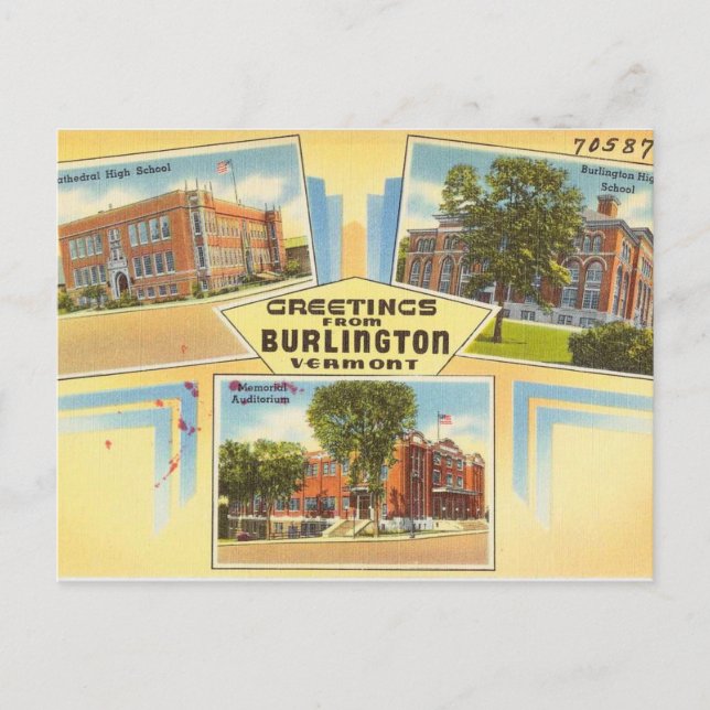Cartão Postal Saudações De Burlington Vermont (Frente)
