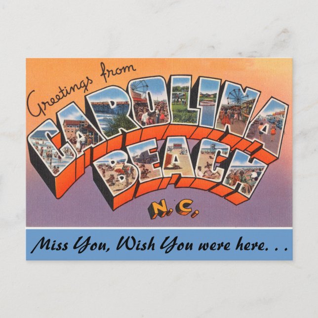 Cartão Postal Saudações de Carolina Beach (Frente)