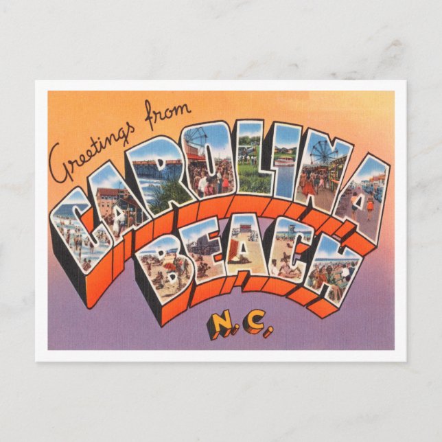 Cartão Postal Saudações de Carolina Beach, Carolina do Norte (Frente)