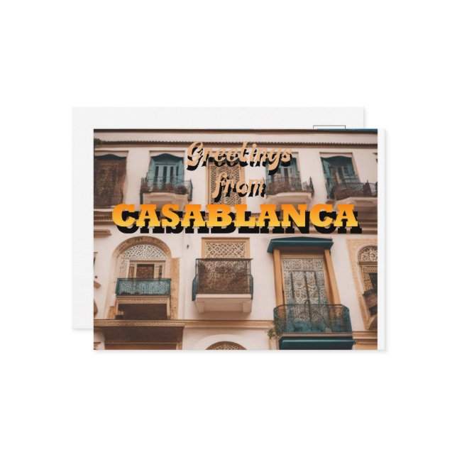 Cartão Postal Saudações de CASABLANCA (Frente/Verso In Situ)