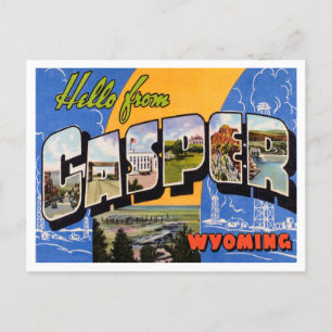 Cartão Postal Saudações de Casper, Viagens vintage de Wyoming