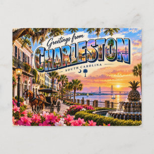 Cartão Postal Saudações de Charleston Carolina do Sul