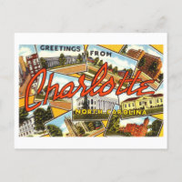 Saudações de Charlotte, NC, Vintage Collage