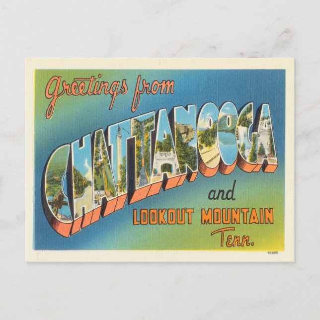 Cartão Postal Saudações de Chattanooga e Lookout Mountain (Frente)
