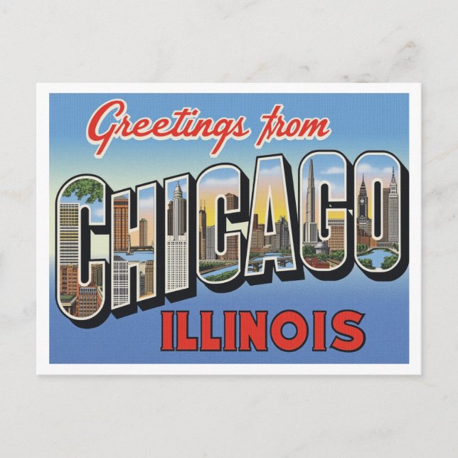 Cartão Postal Saudações de Chicago IL (Frente)