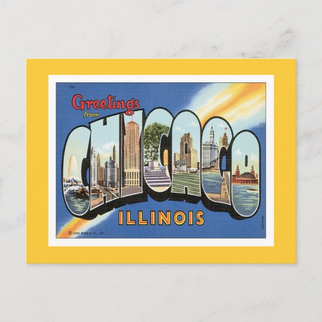 Cartão Postal Saudações De Chicago Illinois (Frente)