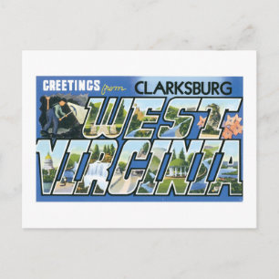 Cartão Postal Saudações de Clarksburg, Virgínia Ocidental! Re