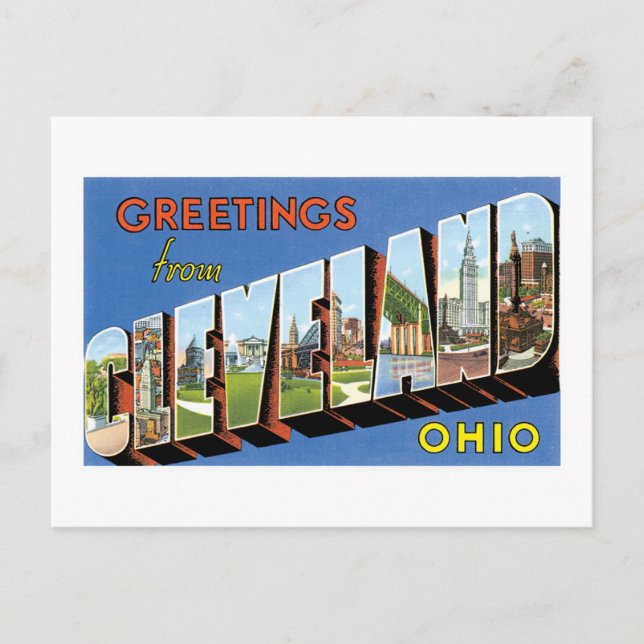 Cartão Postal Saudações de Cleveland, Ohio (Frente)