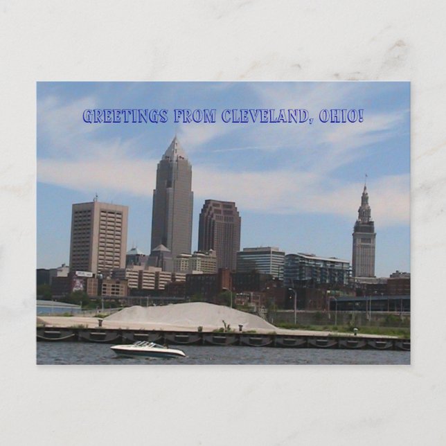 Cartão Postal Saudações de Cleveland Ohio (Skyline) Bold (Frente)