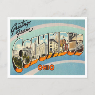 Cartão Postal Saudações de Columbus, Ohio Viagens vintage