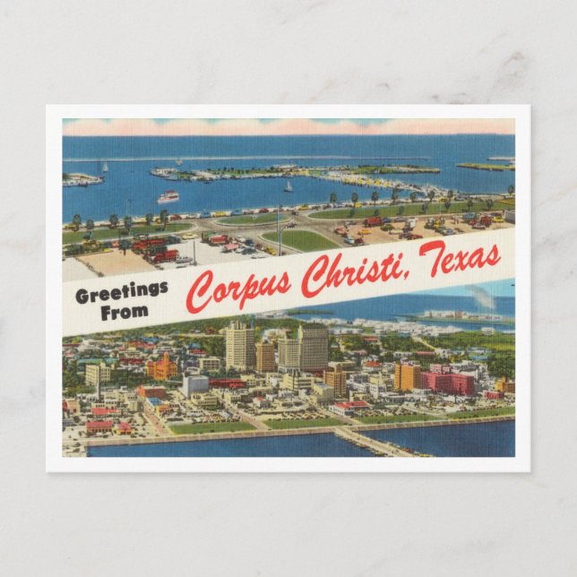 Cartão Postal Saudações de Corpus Christi, Viagem do Texas (Frente)