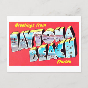 Cartão Postal Saudações de Daytona Beach, Florida, Vintage