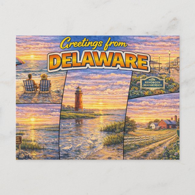 Cartão Postal Saudações de Delaware (Frente)