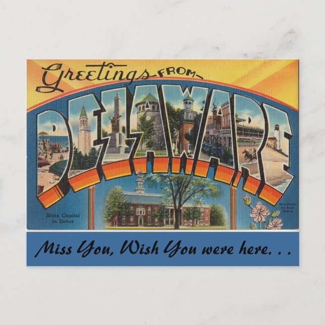Cartão Postal Saudações de Delaware (Frente)