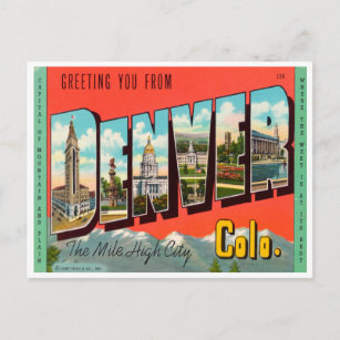 Cartão Postal Saudações de Denver, The Mile High City Colorado