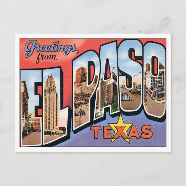 Cartão Postal Saudações De EL Paso, Texas (Frente)