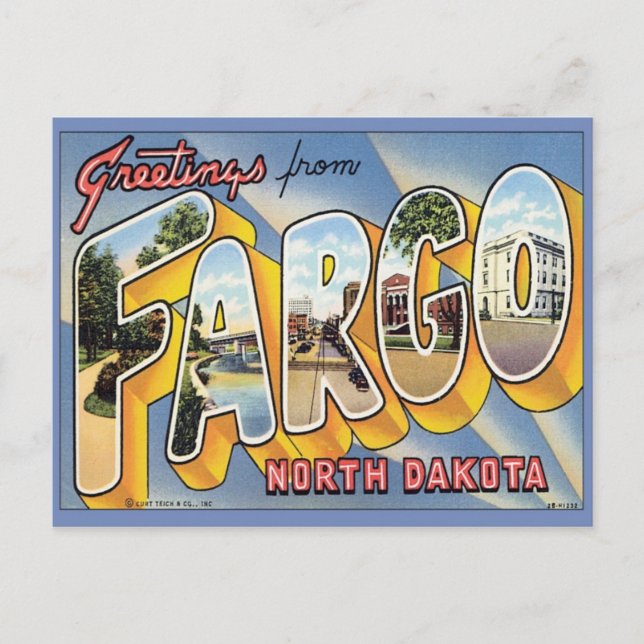 Cartão Postal Saudações De Fargo, Dakota Do Norte (Frente)