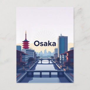 Cartão Postal Saudações de férias da cidade de Osaka Japão 