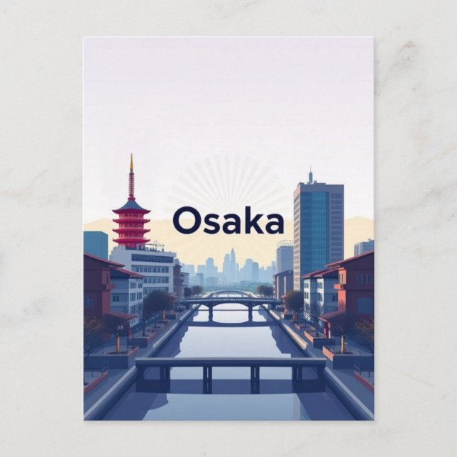 Cartão Postal Saudações de férias da cidade de Osaka Japão  (Frente)