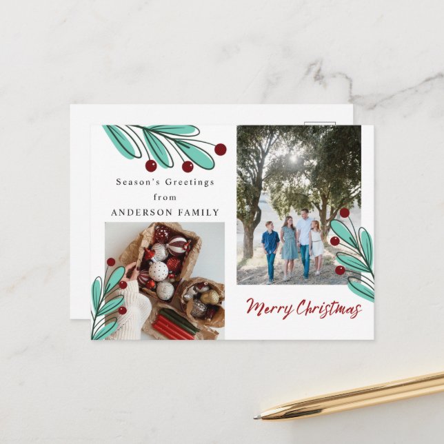 Cartão Postal Saudações de Fim de Ano Feliz Natal Foto Feriado (Frente/Verso In Situ)