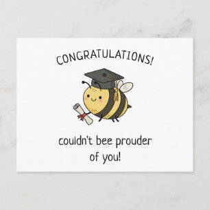 Cartão Postal Saudações de Formatura Kawaii Bee Pun New Grad