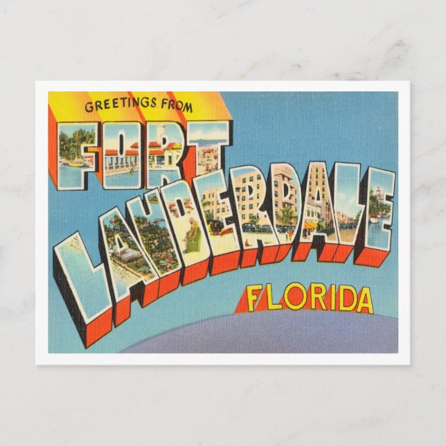 Cartão Postal Saudações de Fort Lauderdale, Viagem da Flórida (Frente)