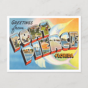 Cartão Postal Saudações de Fort Pierce, Flórida Viagem Antiga