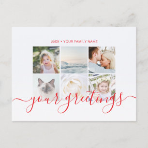 Cartão Postal Saudações de Foto de Família com Letra Minimalista