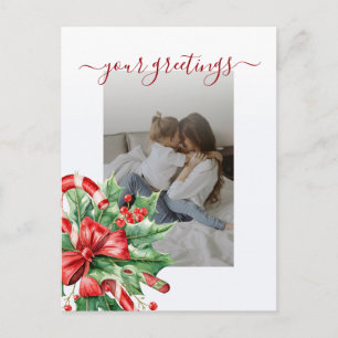 Cartão Postal Saudações de Foto de Família com Script de Doce de