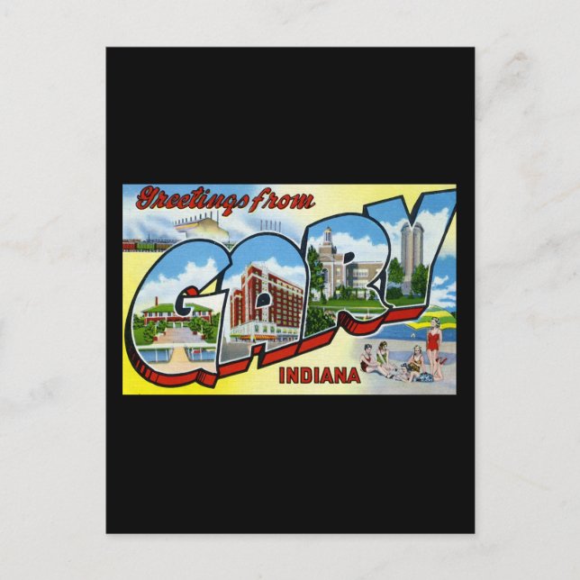 Cartão Postal Saudações de Gary Indiana (Frente)