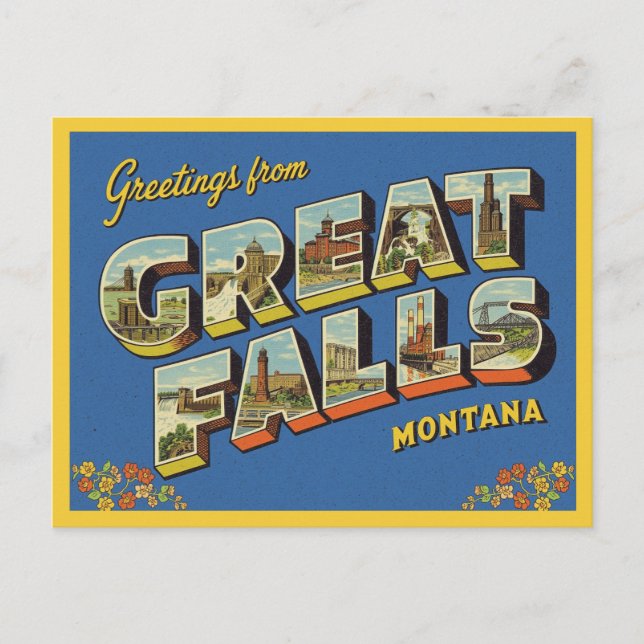 Cartão Postal Saudações de Great Falls, Montana (Frente)
