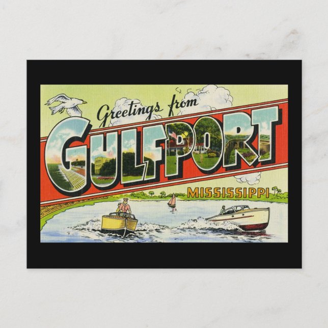 Cartão Postal Saudações de Gulfport Mississippi (Frente)