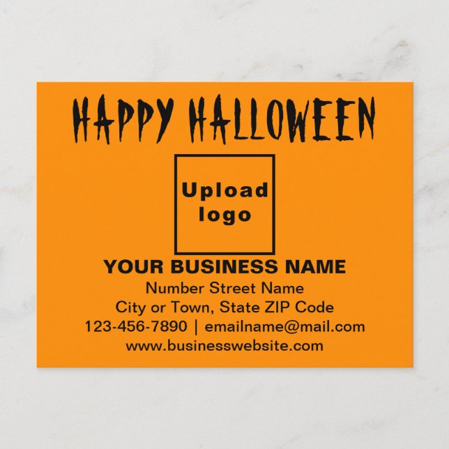 Cartão Postal Saudações de Halloween Empresariais em Cor Laranja (Frente)