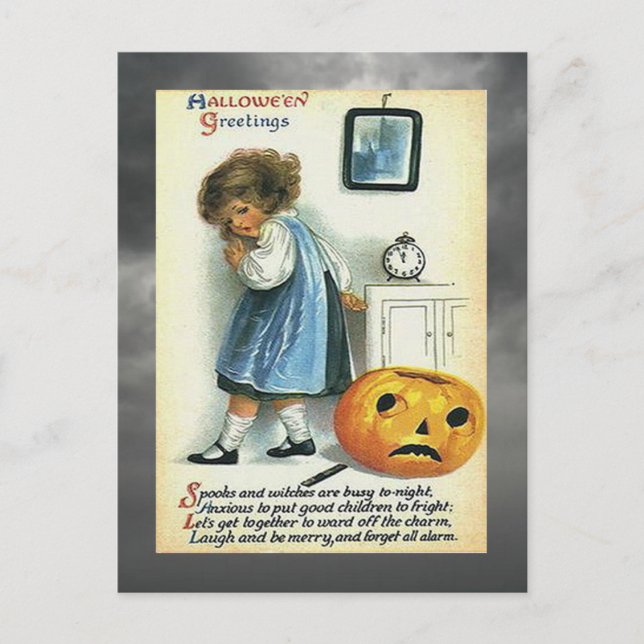 Cartão Postal Saudações de Halloween Vintage (Frente)