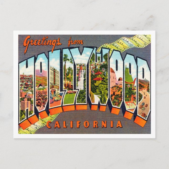 Cartão Postal Saudações de Hollywood, Viagem da Califórnia (Frente)