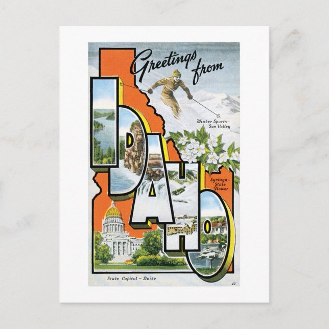 Cartão Postal Saudações de Idaho! (Frente)