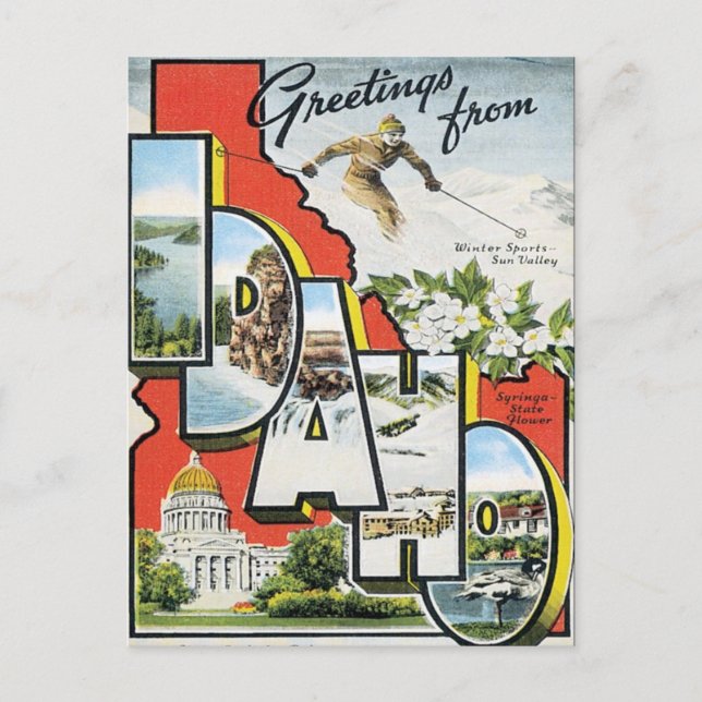 Cartão Postal Saudações De Idaho (Frente)
