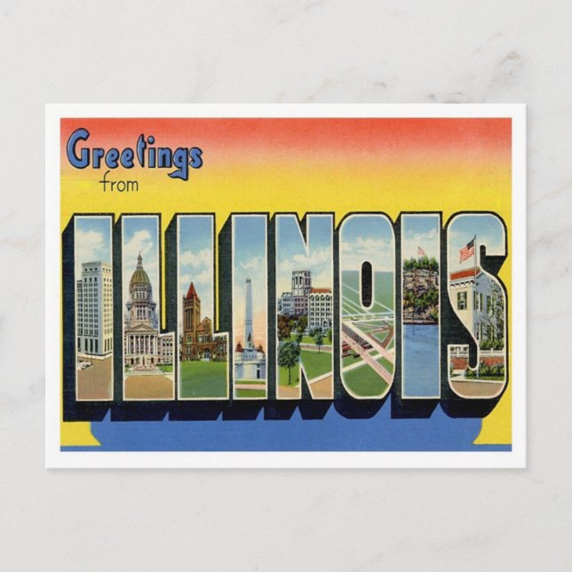 Cartão Postal Saudações De Illinois (Frente)