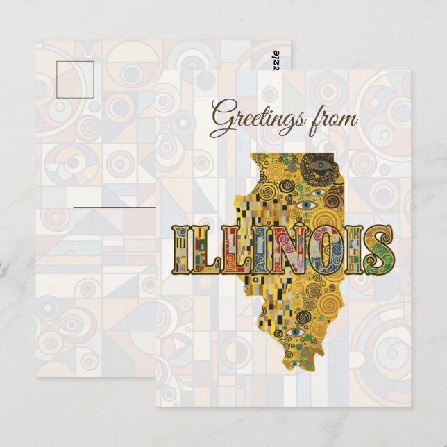 Cartão Postal Saudações de Illinois (Frente/Verso)
