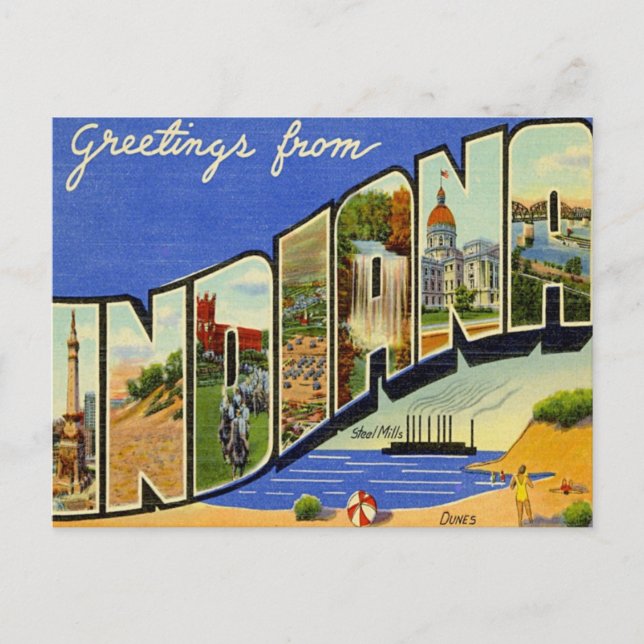 Cartão Postal Saudações De Indiana (Frente)