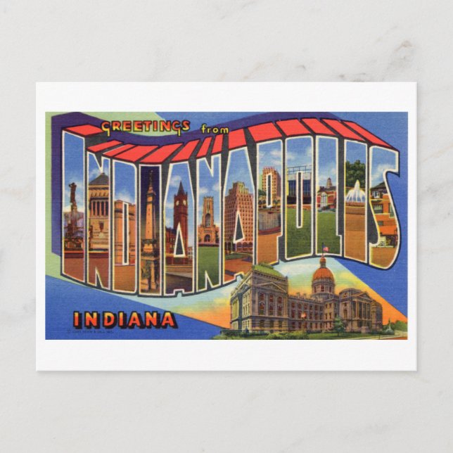 Cartão Postal Saudações de Indianápolis (Frente)