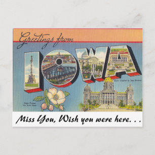 Cartão Postal Saudações de Iowa