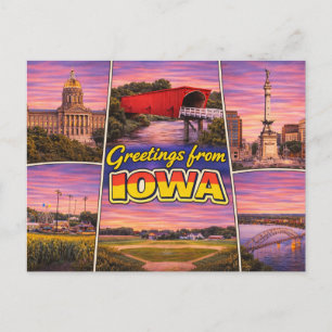 Cartão Postal Saudações de Iowa