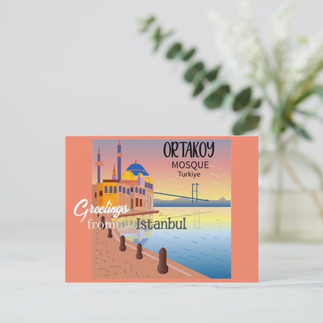 Cartão Postal Saudações de Istambul, Turquia (Em pé/Frente)