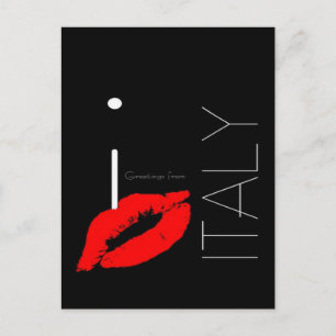 Cartão Postal Saudações de Itália Red Lipstick Love Kiss