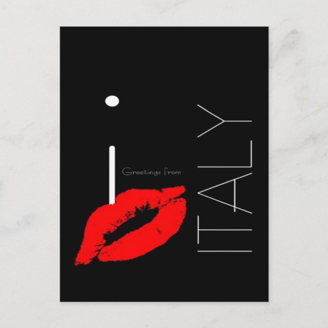Cartão Postal Saudações de Itália Red Lipstick Love Kiss (Frente)