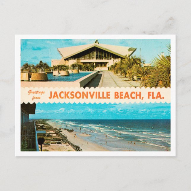 Cartão Postal Saudações de Jacksonville Beach, Florida Viagem (Frente)
