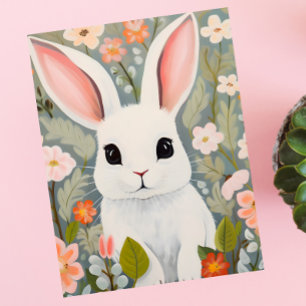 Cartão Postal Saudações de Jardim: Cartão-postal Floral de Coelh