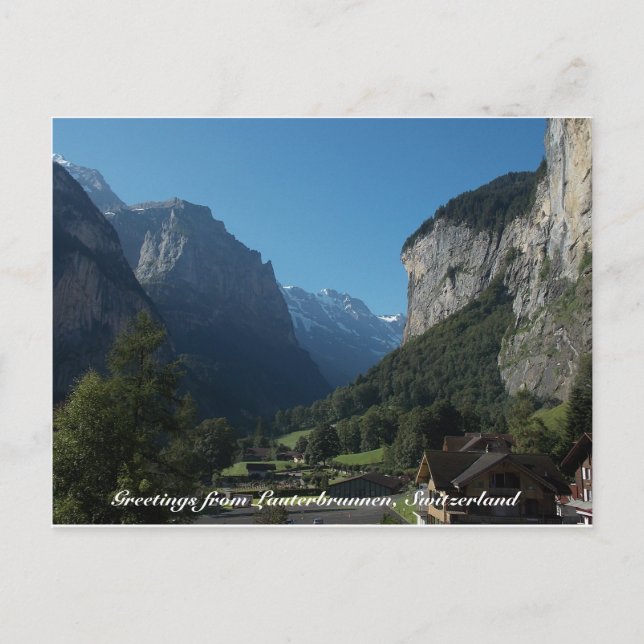 Cartão Postal Saudações de Lauterbrunnen, Suiça 1 (Frente)