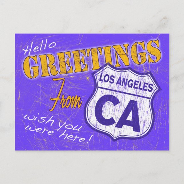 Cartão Postal Saudações de Los Angeles Califórnia Cartão-postal (Frente)